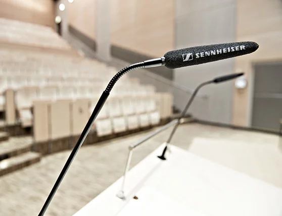 A typical lectern/gooseneck microphone. Credit: Sennheiser