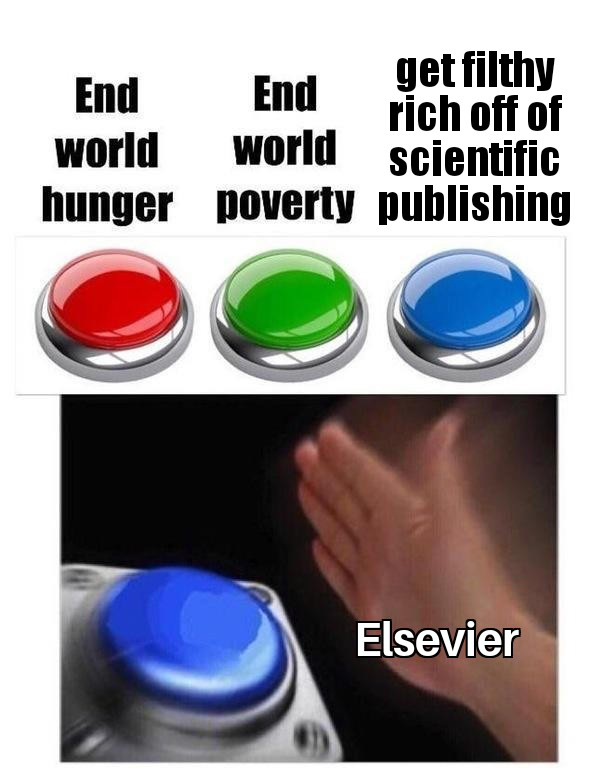 A meme about how terrible Elsevier are.